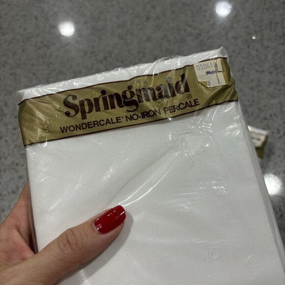 Vintage Springmaid Marvelaire Pillowcases Standard White Muslin New Farmhouse - Picture 3 of 6